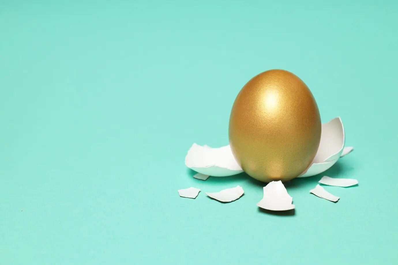 Golden egg for pension savings and retirement investments, with space for text.
